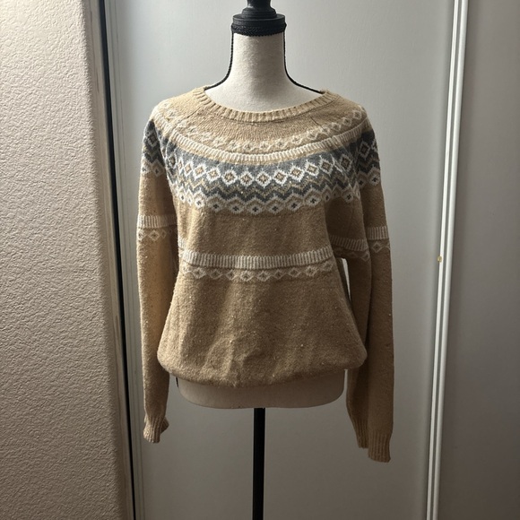 Weatherproof Sweaters - Weatherproof Tan and Gray Patterned Sweater